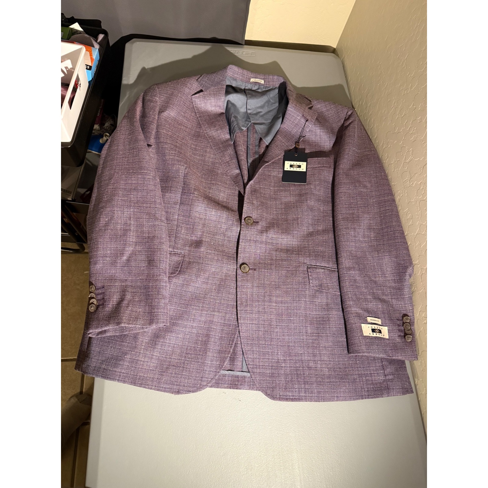 Joseph Abboud Mens 48r Modern Fit Wool Silk Linen Sport Coat Blazer Purple Nwt
